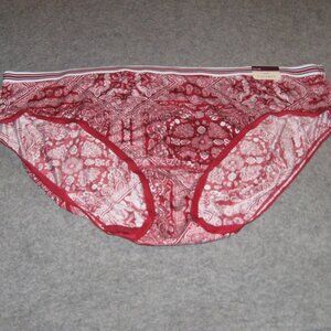 Lane Bryant Cacique Red Paisley No Show Hipster Nylon Panty 26/28 NWT